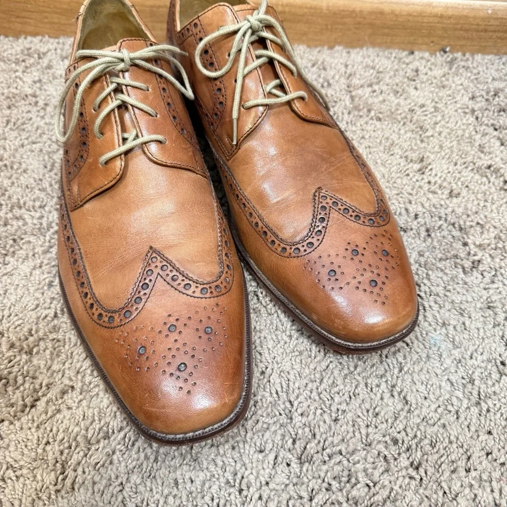 COLE HAAN Size 12 Caramel Brown Wingtip Oxfords Shoes Air